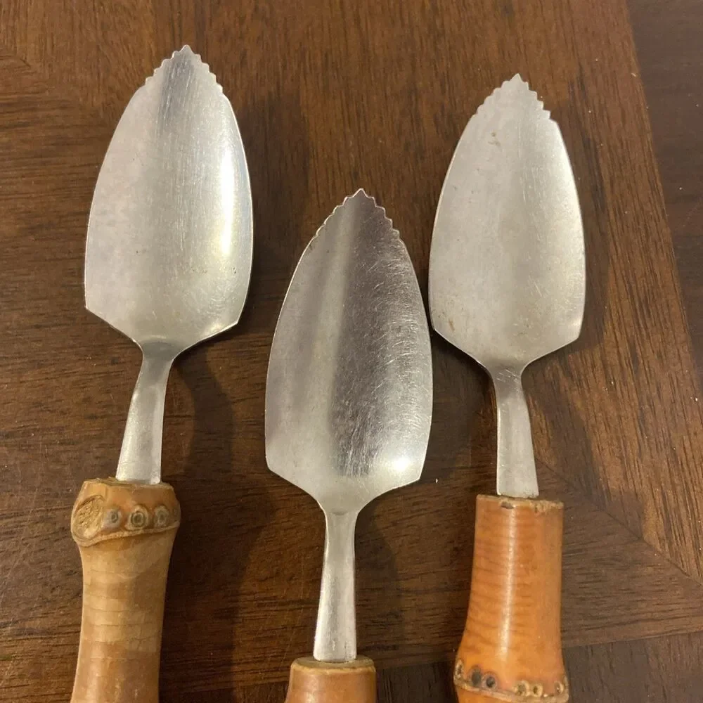 Grapefruit Spoons Tiki Bamboo Handle Stainless Vintage Japan Set of 3